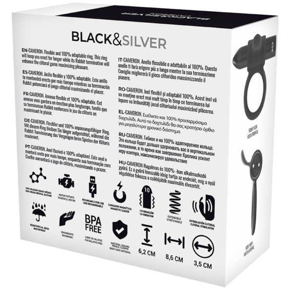 BLACK&SILVER - BAGUE RECHARGEABLE CAMERON NOIR-BLACK&SILVER-sextoys-lingerie-bdsm-hygiène-sexshop