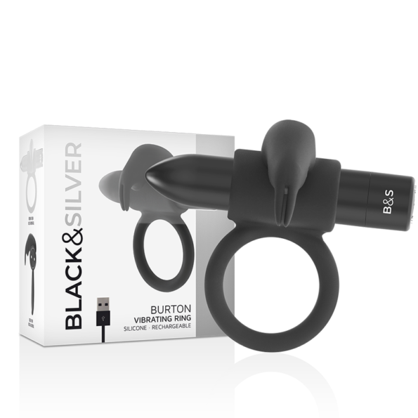 BLACK&SILVER - BURTON RING 10 MODES DE VIBRATION NOIR-BLACK&SILVER-sextoys-lingerie-bdsm-hygiène-sexshop