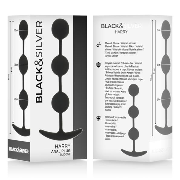 BLACK&SILVER - CHAPELET ANAL HARRY 3 SPHÈRES EN SILICONE 14 CM-BLACK&SILVER-sextoys-lingerie-bdsm-hygiène-sexshop