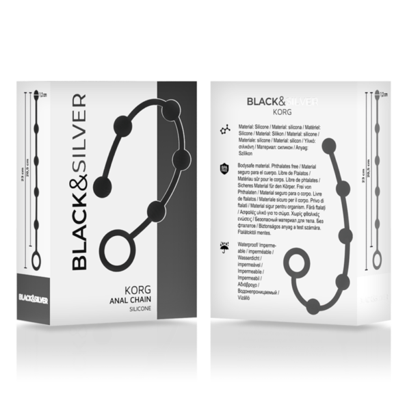 BLACK&SILVER - CHAPELET ANAL KORG SILICONE INITIATION 21 CM-BLACK&SILVER-sextoys-lingerie-bdsm-hygiène-sexshop