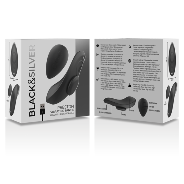BLACK&SILVER - CULOTTE VIBRANTE RECHARGEABLE EN SILICONE PRESTON NOIRE-BLACK&SILVER-sextoys-lingerie-bdsm-hygiène-sexshop