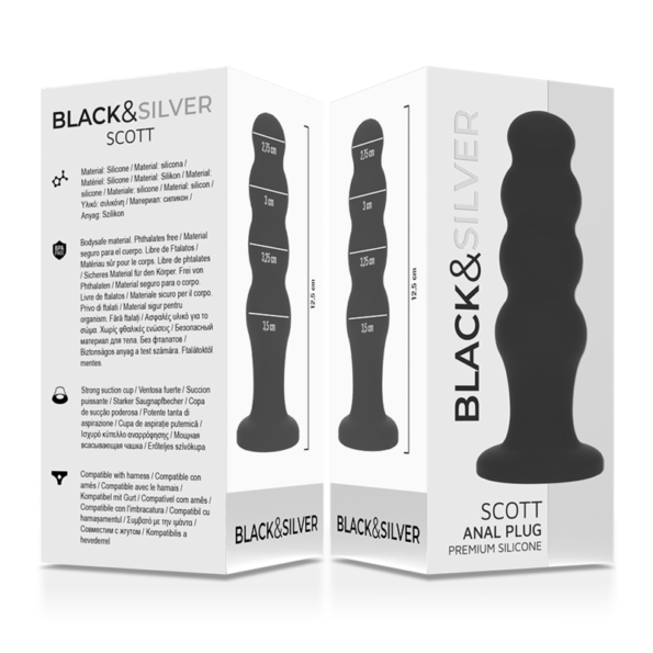 BLACK&SILVER - PLUG ANAL EN SILICONE SCOTT PREMIUM NOIR-BLACK&SILVER-sextoys-lingerie-bdsm-hygiène-sexshop