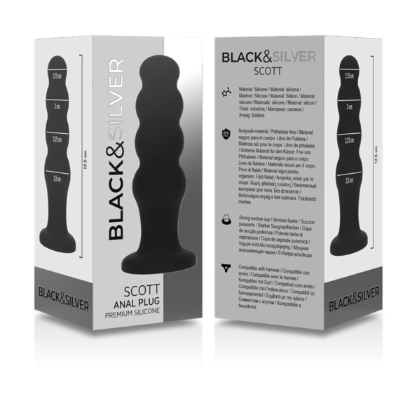 BLACK&SILVER - PLUG ANAL EN SILICONE SCOTT PREMIUM NOIR-BLACK&SILVER-sextoys-lingerie-bdsm-hygiène-sexshop