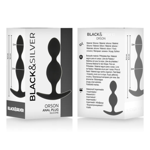 BLACK&SILVER - PLUG ORSON SILICONE 2 ONDES ANAL 9 CM-BLACK&SILVER-sextoys-lingerie-bdsm-hygiène-sexshop