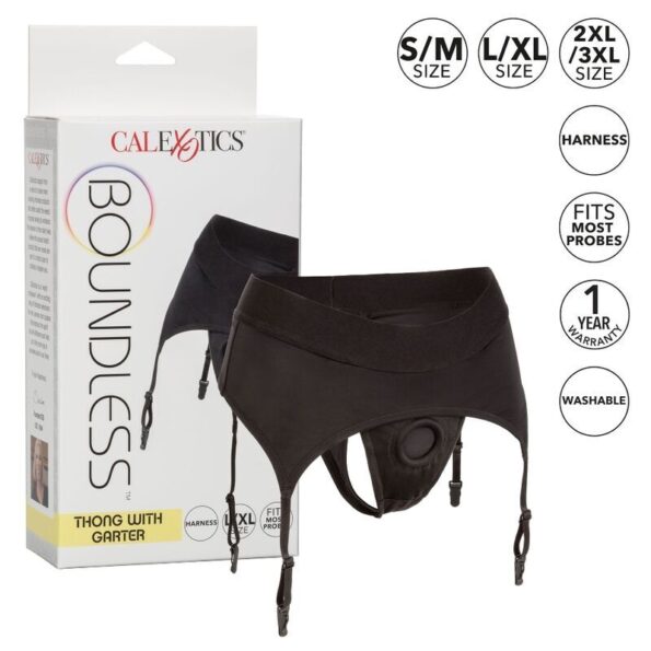 CALIFORNIA EXOTICS - BOUNDLESS STRING AVEC JARRETIÈRE L/XL-CALIFORNIA EXOTICS-sextoys-lingerie-bdsm-hygiène-sexshop