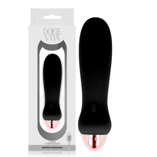 DOLCE VITA - VIBRATEUR RECHARGEABLE CINQ NOIR 7 VITESSES-DOLCE VITA-sextoys-lingerie-bdsm-hygiène-sexshop