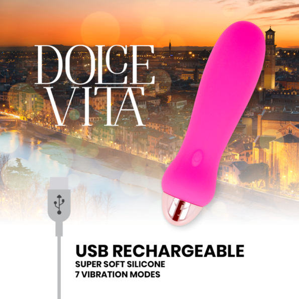 DOLCE VITA - VIBRATEUR RECHARGEABLE CINQ ROSE 7 VITESSES-DOLCE VITA-sextoys-lingerie-bdsm-hygiène-sexshop