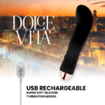 DOLCE VITA – VIBRATEUR RECHARGEABLE DEUX NOIR 7 VITESSES