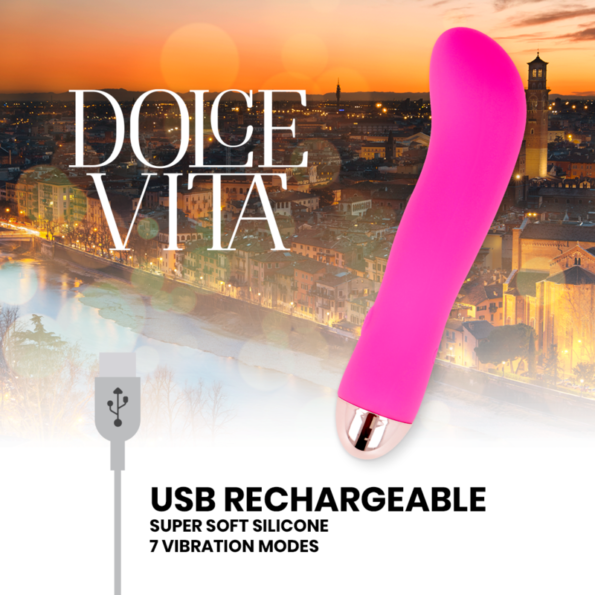 DOLCE VITA - VIBRATEUR RECHARGEABLE DEUX ROSE 7 VITESSES-DOLCE VITA-sextoys-lingerie-bdsm-hygiène-sexshop