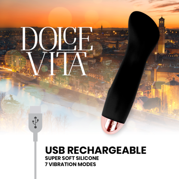 DOLCE VITA - VIBRATEUR RECHARGEABLE ONE NOIR 7 VITESSES-DOLCE VITA-sextoys-lingerie-bdsm-hygiène-sexshop
