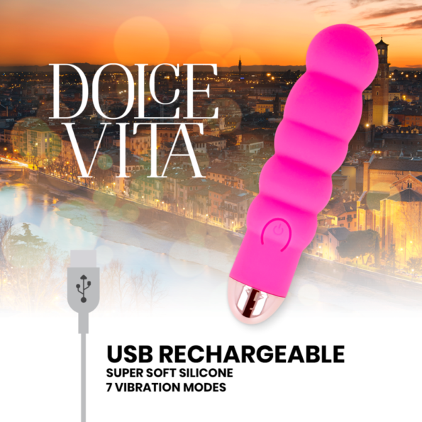 DOLCE VITA - VIBRATEUR RECHARGEABLE SIX ROSE 7 VITESSES-DOLCE VITA-sextoys-lingerie-bdsm-hygiène-sexshop