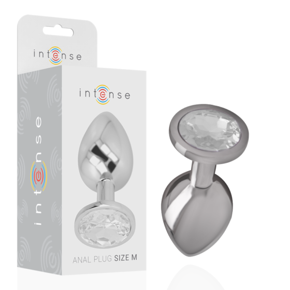 INTENSE - PLUG ANAL EN MÉTAL ALUMINIUM AVEC CRISTAL DARGENT TAILLE M-INTENSE ANAL TOYS-sextoys-lingerie-bdsm-hygiène-sexshop