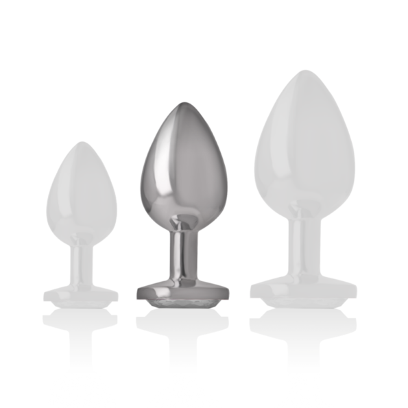 INTENSE - PLUG ANAL EN MÉTAL ALUMINIUM AVEC CRISTAL DARGENT TAILLE M-INTENSE ANAL TOYS-sextoys-lingerie-bdsm-hygiène-sexshop