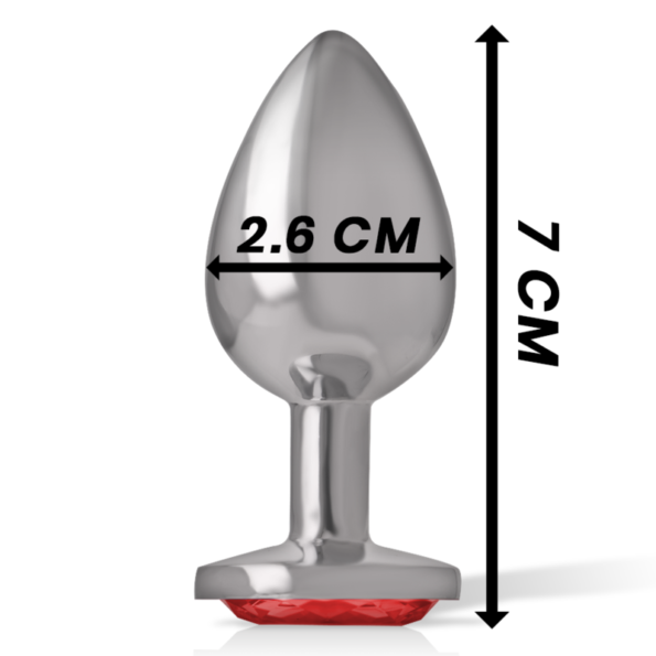 INTENSE - PLUG ANAL EN MÉTAL ALUMINIUM AVEC CRISTAL ROUGE TAILLE S-INTENSE ANAL TOYS-sextoys-lingerie-bdsm-hygiène-sexshop