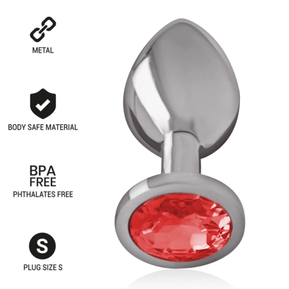 INTENSE - PLUG ANAL EN MÉTAL ALUMINIUM AVEC CRISTAL ROUGE TAILLE S-INTENSE ANAL TOYS-sextoys-lingerie-bdsm-hygiène-sexshop