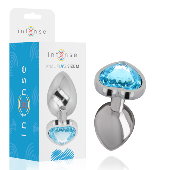 INTENSE - PLUG ANAL MÉTAL ALUMINIUM COEUR BLEU TAILLE M-INTENSE ANAL TOYS-sextoys-lingerie-bdsm-hygiène-sexshop