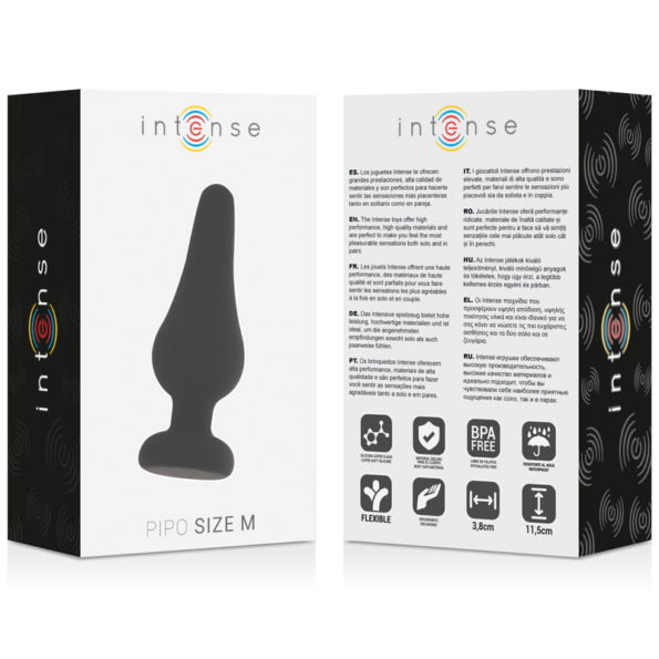 INTENSE - PLUG ANAL PIPO M SILICONE NOIR 11 CM-INTENSE ANAL TOYS-sextoys-lingerie-bdsm-hygiène-sexshop