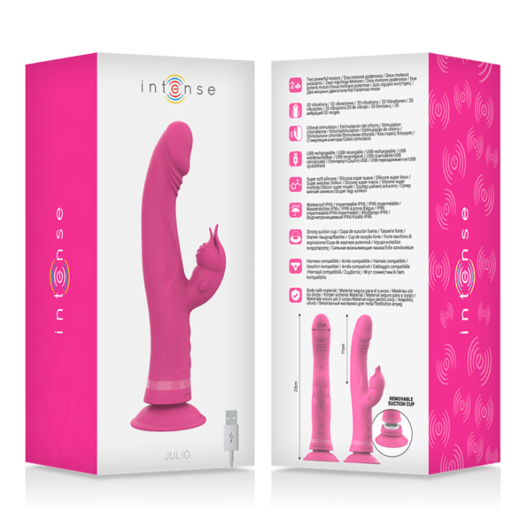 INTENSE - VIBRATEUR JULIO RABBIT SILICONE ROSE-INTENSE FUN-sextoys-lingerie-bdsm-hygiène-sexshop