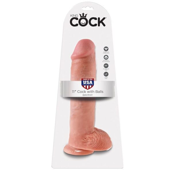 KING COCK - 11 CHAIR DE GODE AVEC BOULES 28 CM-KING COCK-sextoys-lingerie-bdsm-hygiène-sexshop