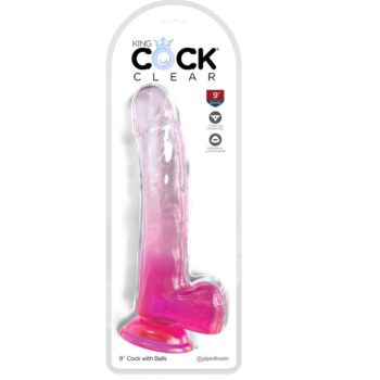 KING COCK - CLEAR GODE AVEC TESTICULES 20.3 CM ROSE-KING COCK-sextoys-lingerie-bdsm-hygiène-sexshop