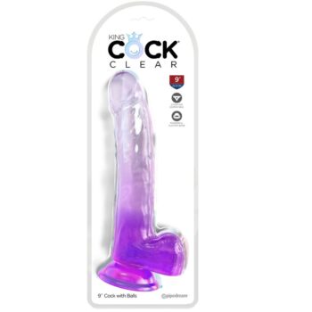 KING COCK - CLEAR GODE AVEC TESTICULES 20.3 CM VIOLET-KING COCK-sextoys-lingerie-bdsm-hygiène-sexshop