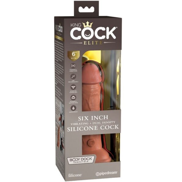 KING COCK - ELITE GODE RÉALISTE VIBRANT & SILICONE 15.2 CM CARAMEL-KING COCK-sextoys-lingerie-bdsm-hygiène-sexshop