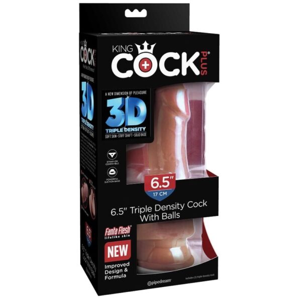 KING COCK - PLUS GODE 3D AVEC BOULES 17 CM-KING COCK PLUS-sextoys-lingerie-bdsm-hygiène-sexshop
