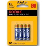 KODAK – PILES KODAK MAX SUPER ALCALINE AAA LR03 * 4