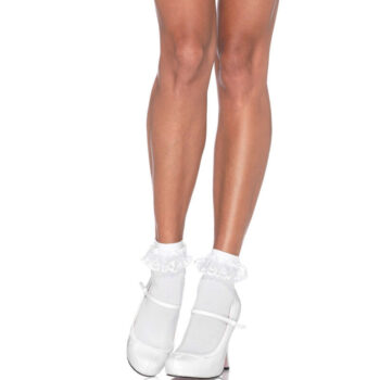LEG AVENUE - CHAUSSETTES  VOLANTS EN DENTELLE BLANCHE-LEG AVENUE HOSIERY-sextoys-lingerie-bdsm-hygiène-sexshop