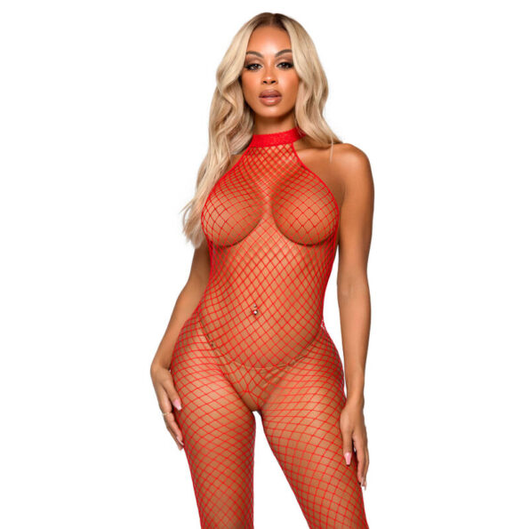 LEG AVENUE - LE FRIVOLE BODYSTOCKING - COL RACER TAILLE UNIQUE ROUGE-LEG AVENUE BODYSTOCKINGS-sextoys-lingerie-bdsm-hygiène-sexshop