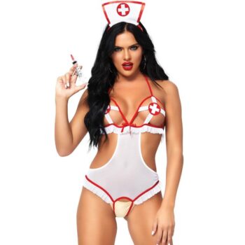 LEG AVENUE - NURSE TEDDY OUVERT CROTHLESS TAILLE UNIQUE-LEG AVENUE TEDDIES-sextoys-lingerie-bdsm-hygiène-sexshop