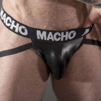 MACHO - MX25NC JOCK CUIR NOIR M-MACHO UNDERWEAR-sextoys-lingerie-bdsm-hygiène-sexshop
