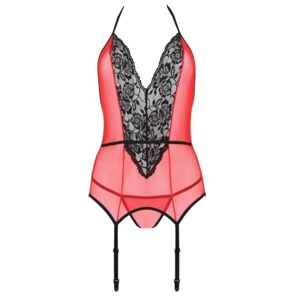 PASSION - PEONIA CORSET LIGNE ÉROTIQUE ROUGE L/XL-PASSION WOMAN-sextoys-lingerie-bdsm-hygiène-sexshop