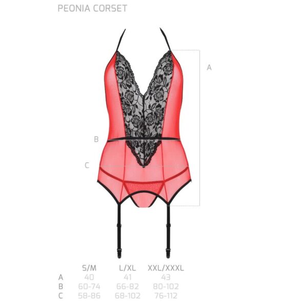 PASSION - PEONIA CORSET LIGNE ÉROTIQUE ROUGE L/XL-PASSION WOMAN-sextoys-lingerie-bdsm-hygiène-sexshop