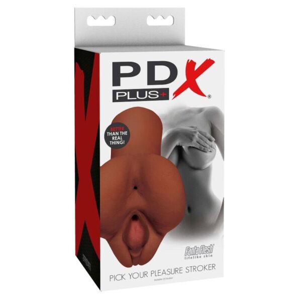 PDX PLUS - MASTURBATEUR DOUBLE MARRON CHOISISSEZ VOTRE PLAISIR-PDX PLUS+-sextoys-lingerie-bdsm-hygiène-sexshop