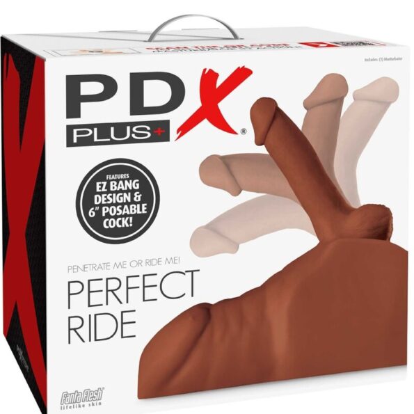 PDX PLUS - MASTURBATEUR PERFECT RIDE PÉNIS ET ANUS BRUN-PDX PLUS+-sextoys-lingerie-bdsm-hygiène-sexshop