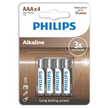 PHILIPS - PILE ALCALINE AAA LR03 PAQUET DE 4-PHILLIPS-sextoys-lingerie-bdsm-hygiène-sexshop