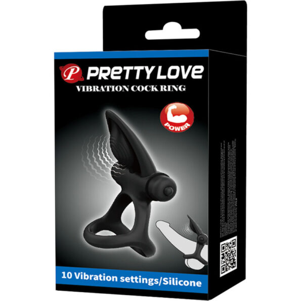 PRETTY LOVE - ANNEAU VIBRANT 10 VIBRATIONS SILICONE NOIR-PRETTY LOVE MALE-sextoys-lingerie-bdsm-hygiène-sexshop