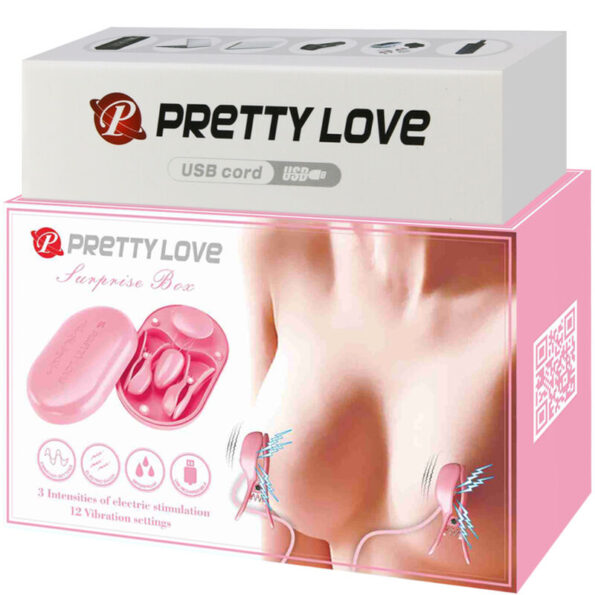 PRETTY LOVE - BOITE SURPRISE PINCES DÉLECTRO STIMULATION ROSE-PRETTY LOVE FLIRTATION-sextoys-lingerie-bdsm-hygiène-sexshop