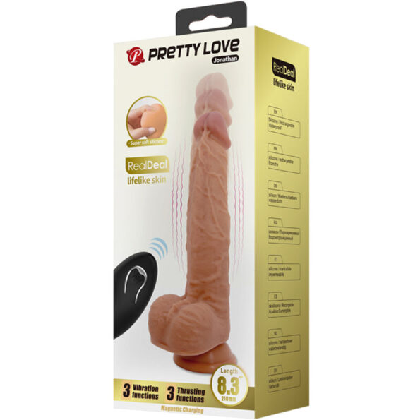 PRETTY LOVE - GODE EN SILICONE JONATHAN 3 VIBRATIONS + 3 MESURES DINSERTION TÉLÉCOMMANDE 21 CM-PRETTY LOVE HIGH GRADE-sextoys-lingerie-bdsm-hygiène-sexshop