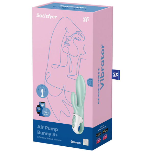 SATISFYER - AIR PUMP BUNNY 5+ APPLICATION GONFLABLE LAPIN VIBRATEUR VERT-SATISFYER CONNECT-sextoys-lingerie-bdsm-hygiène-sexshop