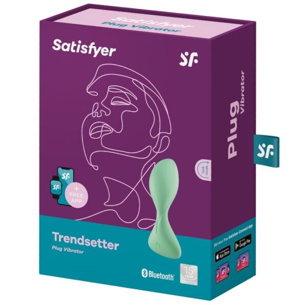 SATISFYER - APPLICATION DE PLUG VIBRANT TRENDSETTER VERT-SATISFYER CONNECT-sextoys-lingerie-bdsm-hygiène-sexshop