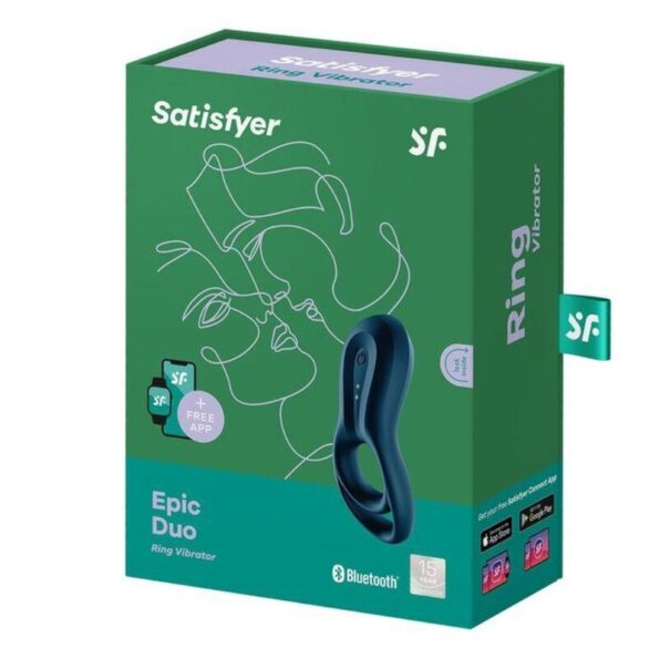 SATISFYER - APPLICATION EPIC DUO RING VIBRATOR BLEU-SATISFYER CONNECT-sextoys-lingerie-bdsm-hygiène-sexshop