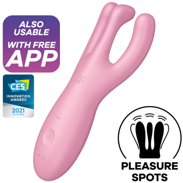 SATISFYER - APPLICATION VIBRATEUR THREESOME 4 ROSE-SATISFYER CONNECT-sextoys-lingerie-bdsm-hygiène-sexshop