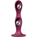 SATISFYER – GODE EN SILICONE DOUBLE BALL-R GRENAT