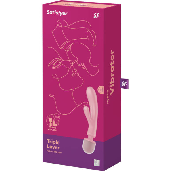 SATISFYER - MASSEUR VIBRATEUR LAPIN TRIPLE LOVER ROSE-SATISFYER VIBRATOR-sextoys-lingerie-bdsm-hygiène-sexshop
