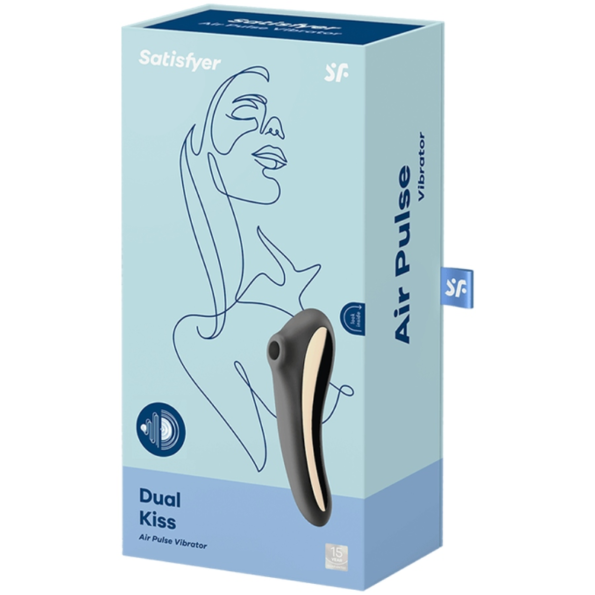 SATISFYER - VIBRATEUR DUAL KISS AIR PULSE NOIR-SATISFYER AIR PULSE-sextoys-lingerie-bdsm-hygiène-sexshop