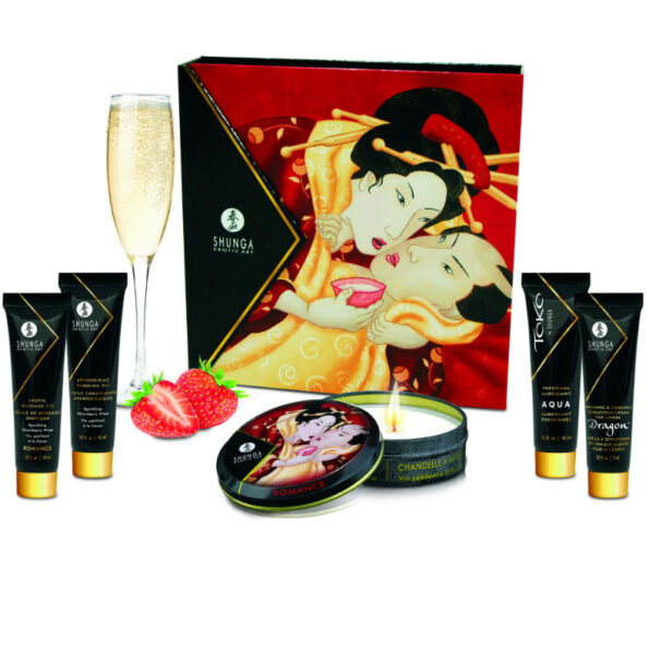 SHUNGA - KIT SECRET GEISHA FRAISES ET CAVA-SHUNGA KITS-sextoys-lingerie-bdsm-hygiène-sexshop