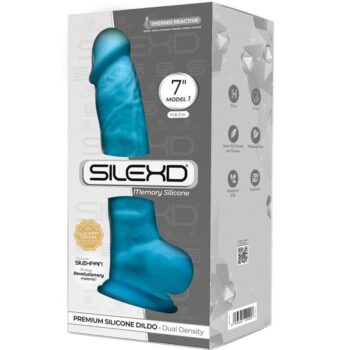 SILEXD - MODÈLE 1 PÉNIS RÉALISTE PREMIUM SILEXPAN SILICONE BLEU 17.5 CM-SILEXD-sextoys-lingerie-bdsm-hygiène-sexshop