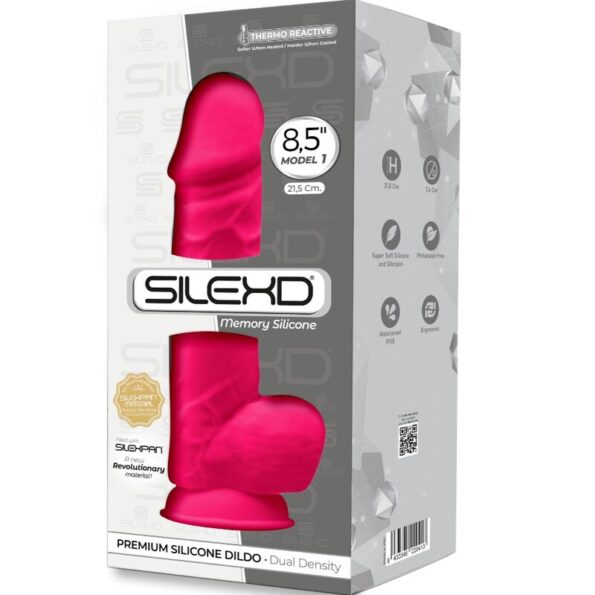SILEXD - MODÈLE 1 PÉNIS RÉALISTE PREMIUM SILEXPAN SILICONE FUCHSIA 21.5 CM-SILEXD-sextoys-lingerie-bdsm-hygiène-sexshop
